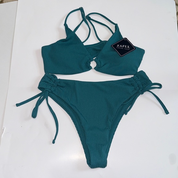 Zaful Other - Zaful Ribbed Bikini Size Small US Size 4 Dark Teal
